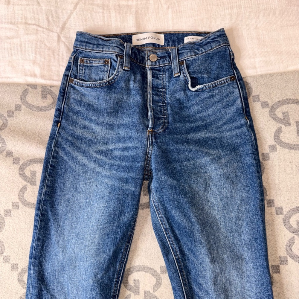 Denim Forum Yoko High Rise Slim Indigo Slim Jeans, 25 - Picture 3 of 11